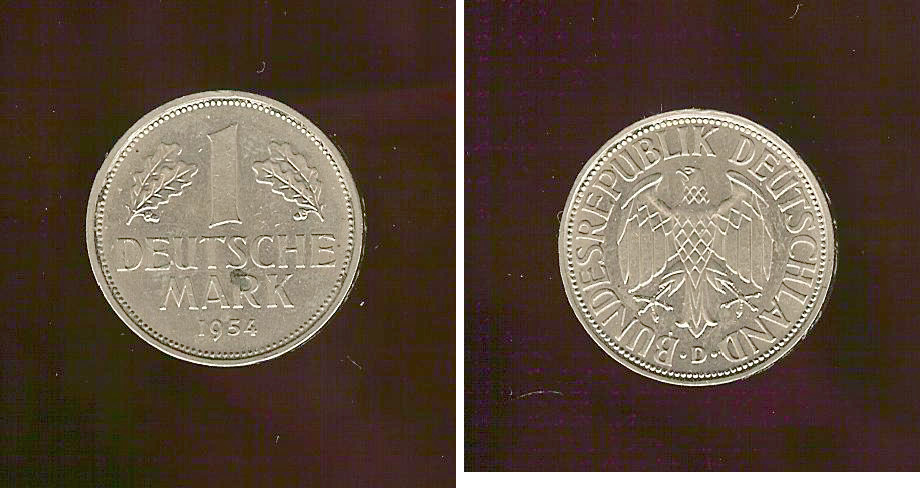 Germany 1 mark 1954D AU